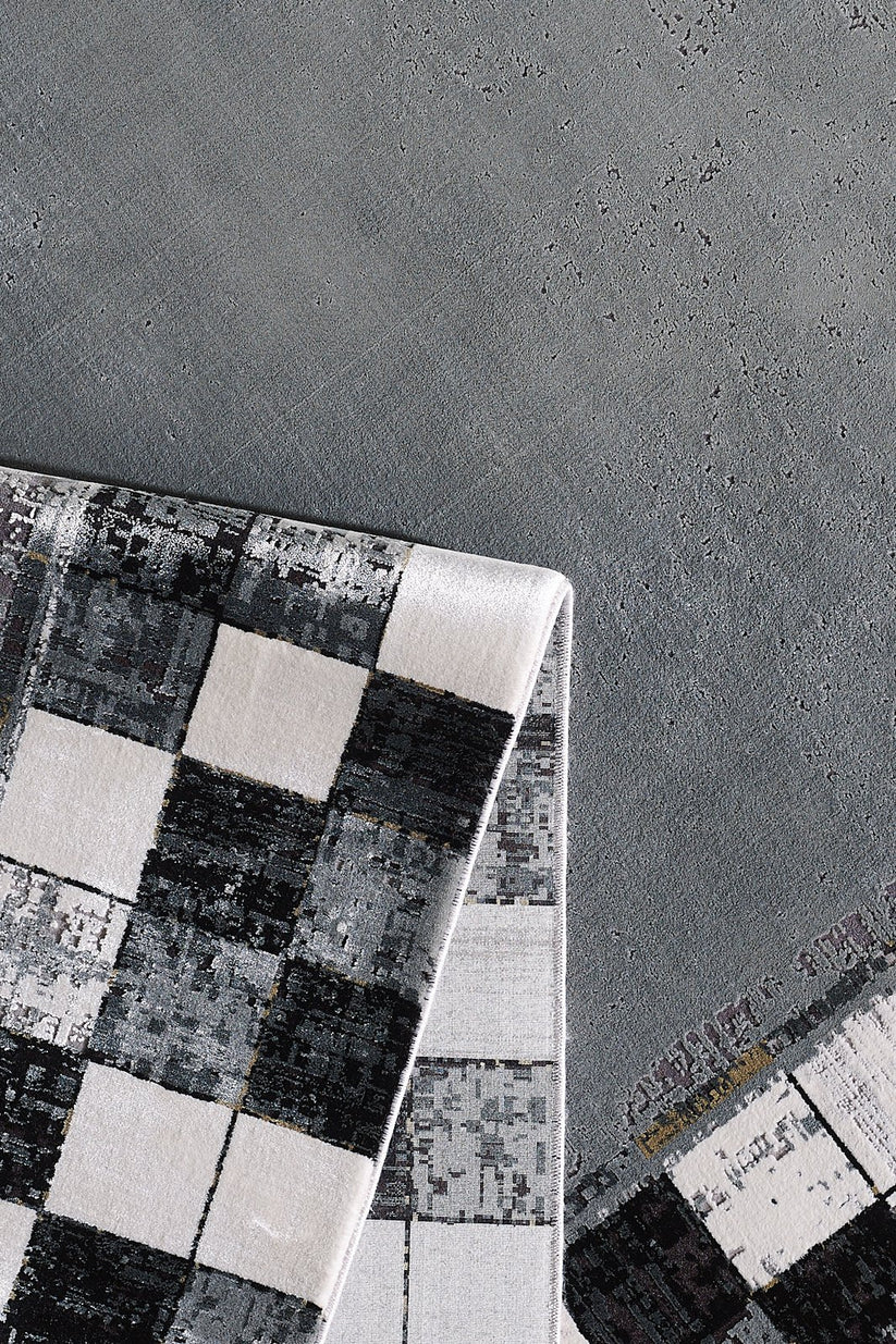 Shadowed Grids Siyah Halı - M420H - Görsel 3